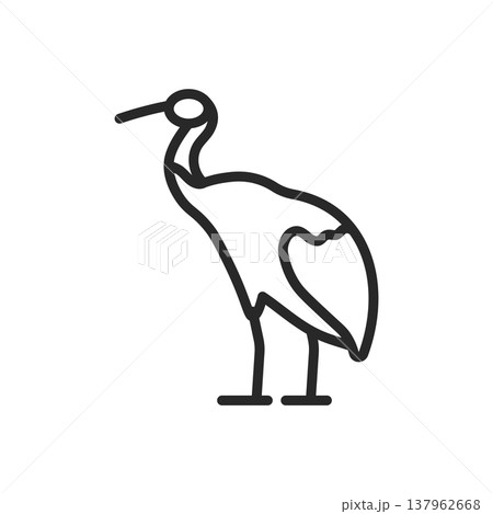 Chinese Crane Icon. Elegant Traditional Bird. Minimalistic Linear Symbol of Longevity, Harmony, and Nature. Chinese Crane Icon. Elegant Traditional Bird. Minimalistic Linear Symbol of Longevity, Harmony, and Nature. 137962668