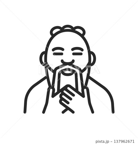 Confucius Icon, Ancient Chinese Philosopher Confucius Portrait. Minimalistic Linear Symbol of Wisdom, Ethics, and Classical Chinese Thought. Confucius Icon, Ancient Chinese Philosopher Confucius Portrait. Minimalistic Linear Symbol of Wisdom, Ethics, and Classical Chinese Thought. 137962671