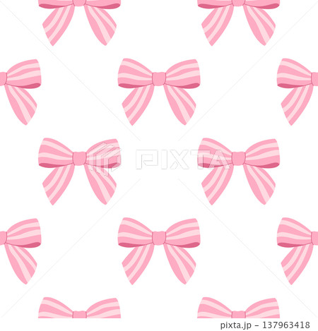 Lovely pink striped bow seamless pattern ideal for wrapping paper and textiles 137963418