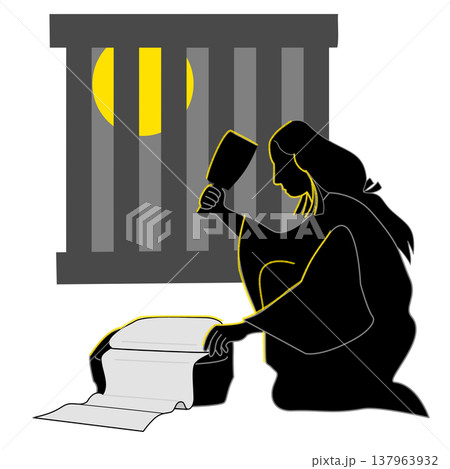 衣を打つ平安女性 137963932