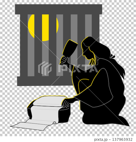 衣を打つ平安女性 137963932