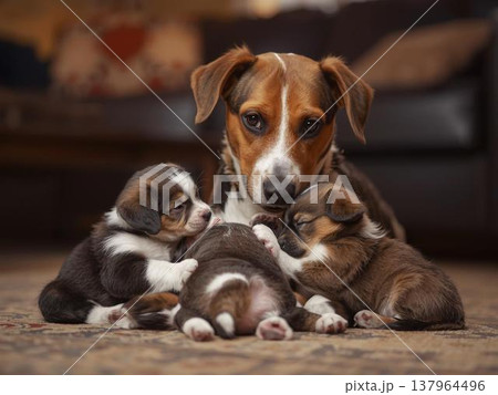 犬の親子 137964496