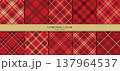 キラキラ赤色のクリスマスチェック柄のセット 137964537