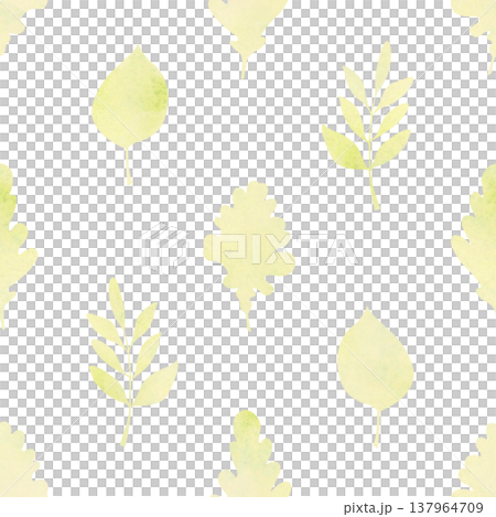 Soft watercolor autumn leaves seamless pattern with pastel botanical foliage. Vintage fall background for fabric or wrapping paper 137964709
