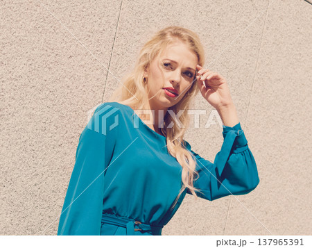 Fashion model wearing blue navy shirt Fashion model wearing blue navy shirt 137965391