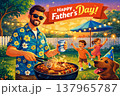 Happy Father's Day BBQ in Backyard 137965787