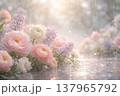 Dreamy Pastel Flowers in Gentle Rain 137965792