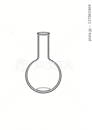 丸フラスコのシンプル線画イラスト 理科実験や教育素材に使える（生成AI） 137965804