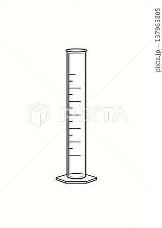 メスシリンダーのシンプル線画イラスト 理科実験や教育素材に使える（生成AI） 137965805