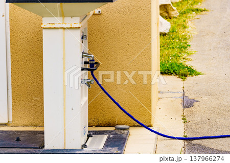 Caravan service. Refilling camper rv water tank. Caravan service. Refilling camper rv water tank. 137966274