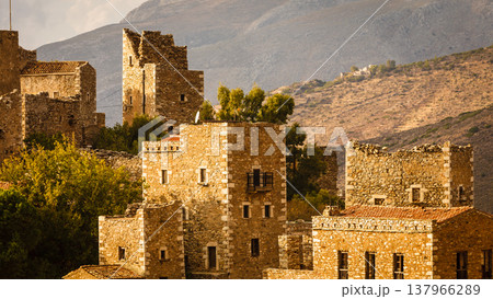 Tower houses in Vathia Greece Mani Peninsula Tower houses in Vathia Greece Mani Peninsula 137966289