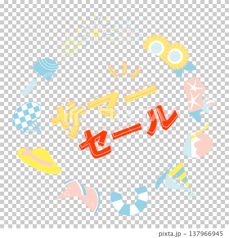 Illustration materials for a summer sale using summer motifs. Illustration materials for a summer sale using summer motifs. 137966945