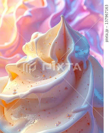 パステルカラーのクリームが流れるスイートな抽象背景 137967163