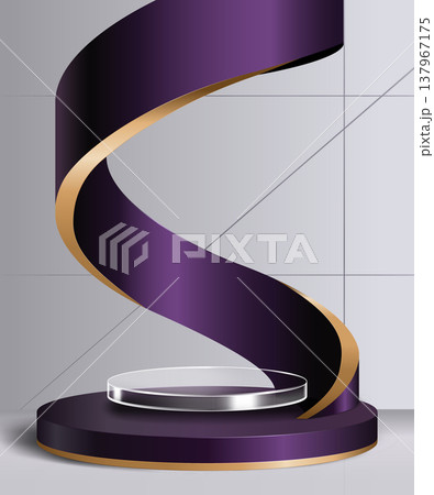 Luxurious Modern Dark Purple Podium Stand Spiral Ribbon Display 137967175