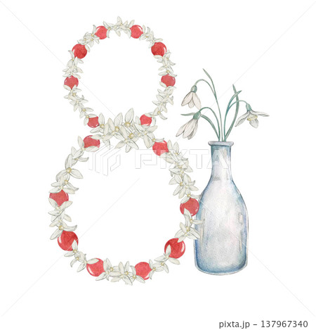 nomber 8 flower watercolor nomber 8 flower watercolor 137967340