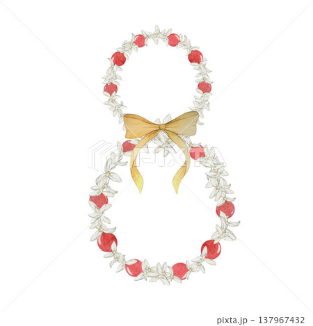 nomber 8 flower watercolor 137967432