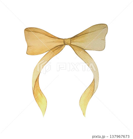 tied bow watercolor illustration 137967673