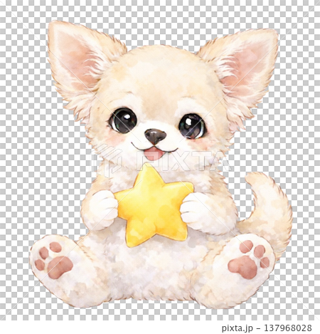 An illustration of a Chihuahua holding a star. An illustration of a Chihuahua holding a star. 137968028