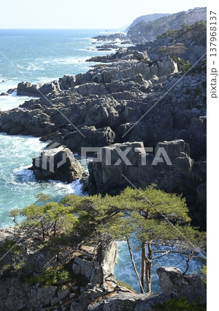 岩礁に打ち寄せる波 137968137