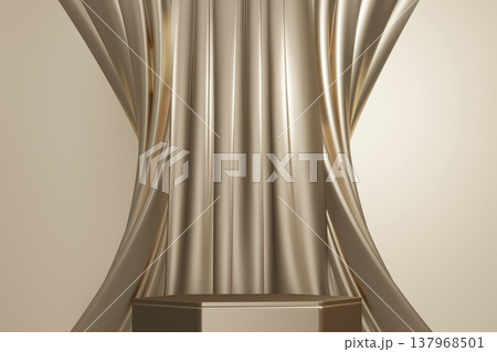 golden stage podium and simple decoration for products.3D rendering 137968501