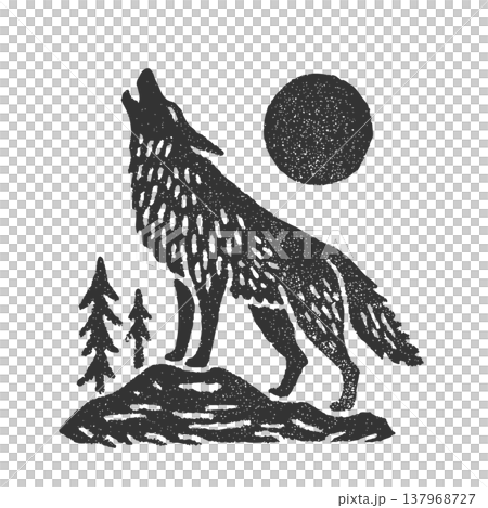 Wolf Howling at the Moon Icon Minimal Silhouette Vector Logo Night Wild Animal Symbol Wolf Howling at the Moon Icon Minimal Silhouette Vector Logo Night Wild Animal Symbol 137968727