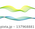 Set of two abstract linear waves in yellow-green and blue gradients on white background. 137968881
