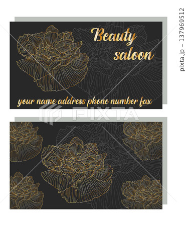 Business Luxury card. Modern Abstract design with poppy flowers decor. Place for texts Business Luxury card. Modern Abstract design with poppy flowers decor. Place for texts 137969512