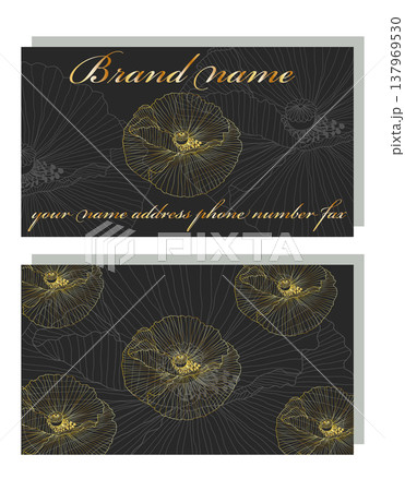 Business Luxury card. Modern Abstract design with poppy flowers decor. Place for texts 137969530