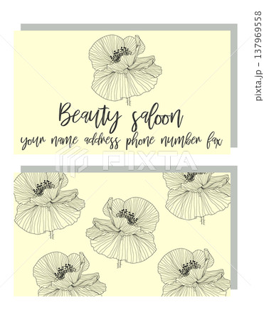 Business Luxury card. Modern Abstract design with poppy flowers decor. Place for texts 137969558