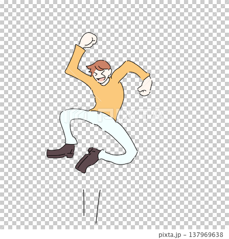 Illustration of a man jumping in joy 137969638