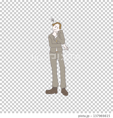 Illustration of a thoughtful businessman Illustration of a thoughtful businessman 137969815