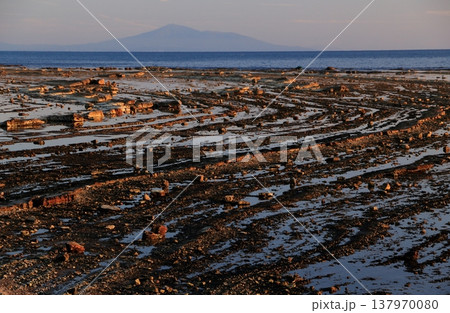 褶曲の地層が露出する鵜ノ崎海岸 褶曲の地層が露出する鵜ノ崎海岸 137970080