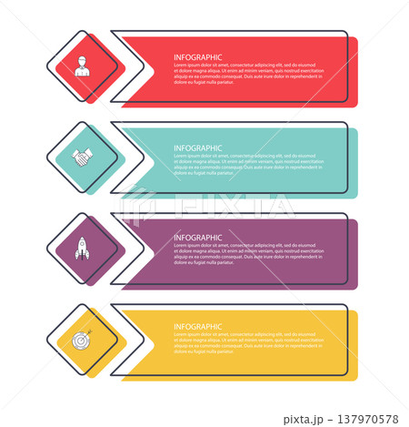 Vector info graphics for your business presentations. Can be used for website layout, numbered banners, diagram, horizontal cutout lines, web design. 137970578
