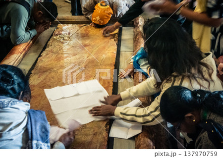 Global Christian denominations gathered in the Holy Sepulchre. 137970759