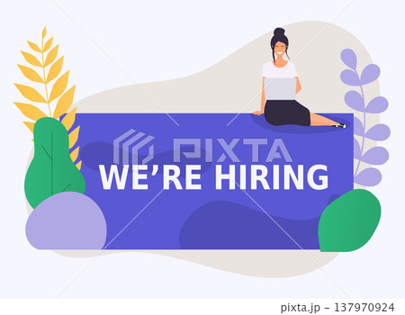 WE'RE HIRING banner. Business hiring and recruiting concept. 137970924