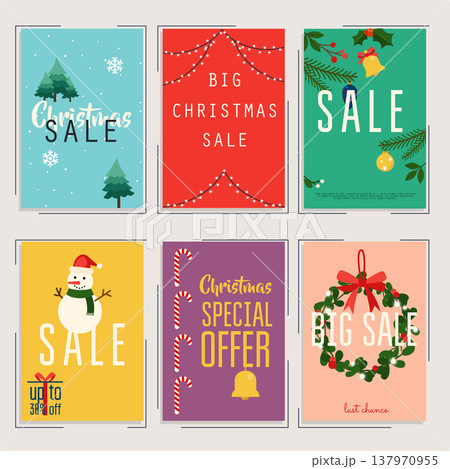 Set of christmas sale banners design, discounts and special offer. Shopping background, label for business promotion. Vector illustration. Set of christmas sale banners design, discounts and special offer. Shopping background, label for business promotion. Vector illustration. 137970955