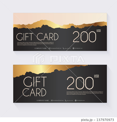 Voucher template with color gift box,certificate. Background design coupon, invitation, currency. Vector illustration. 137970973
