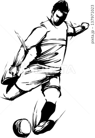 サッカーの墨絵イラスト 137971023
