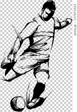 サッカーの墨絵イラスト 137971023