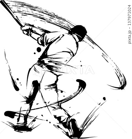 野球のバッターの墨絵イラスト 野球のバッターの墨絵イラスト 137971024