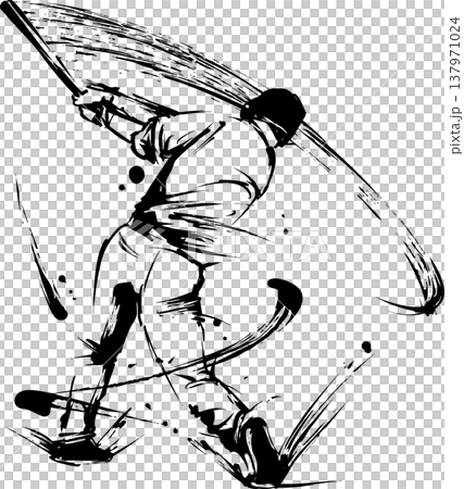 野球のバッターの墨絵イラスト 野球のバッターの墨絵イラスト 137971024