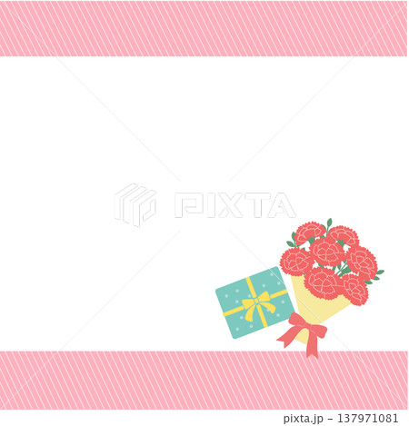 母の日バナーイラスト　カーネーションのイラスト　ロゴ　シンプルでかわいいイラスト 137971081