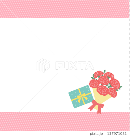 母の日バナーイラスト　カーネーションのイラスト　ロゴ　シンプルでかわいいイラスト 137971081