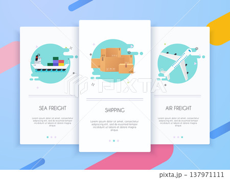 Onboarding screens user interface kit for mobile app templates concept of logistics and delivery. Modern vector illustration walkthrough screens template for mobile apps. 137971111