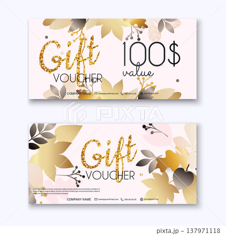 Voucher template with color gift box,certificate. Background design coupon, invitation, currency. Vector illustration. Voucher template with color gift box,certificate. Background design coupon, invitation, currency. Vector illustration. 137971118
