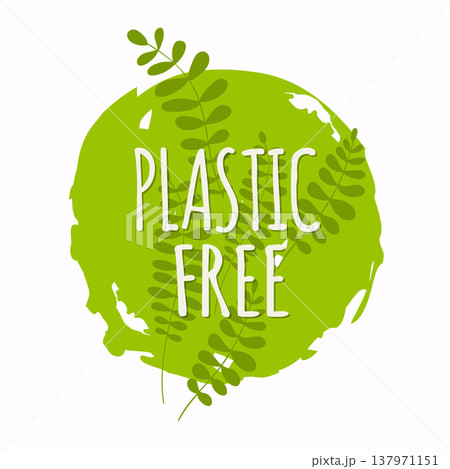 Plastic free organic products stickers. Eco lifestyle. Vector illustration. 137971151