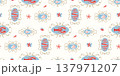 Coastal, beach, seaside home decor concept, marine life, nautical themed seamless pattern design. Seafood background with lobsters, small fish, starfish, shells and decorative frames for summer 137971207
