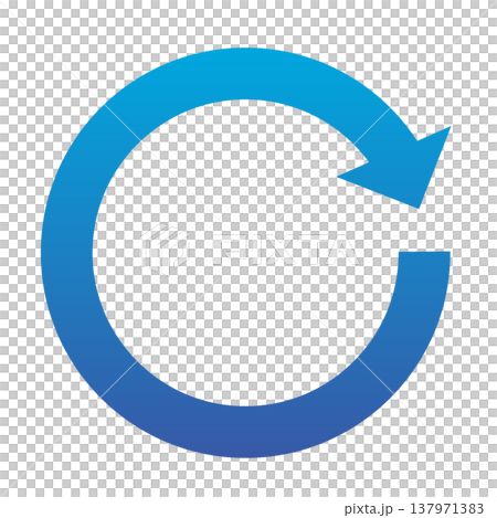 A single rotating arrow, blue gradient color, vector illustration, single item. 137971383