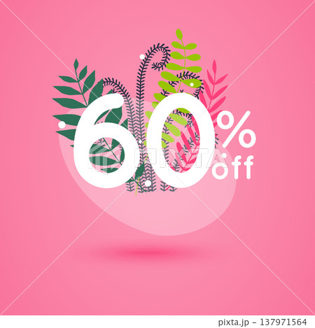 Sale discount icons with leafs design. Special offer price signs. Sale discount icons with leafs design. Special offer price signs. 137971564