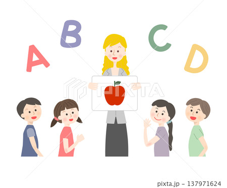 英語レッスンを受ける子供たち 137971624